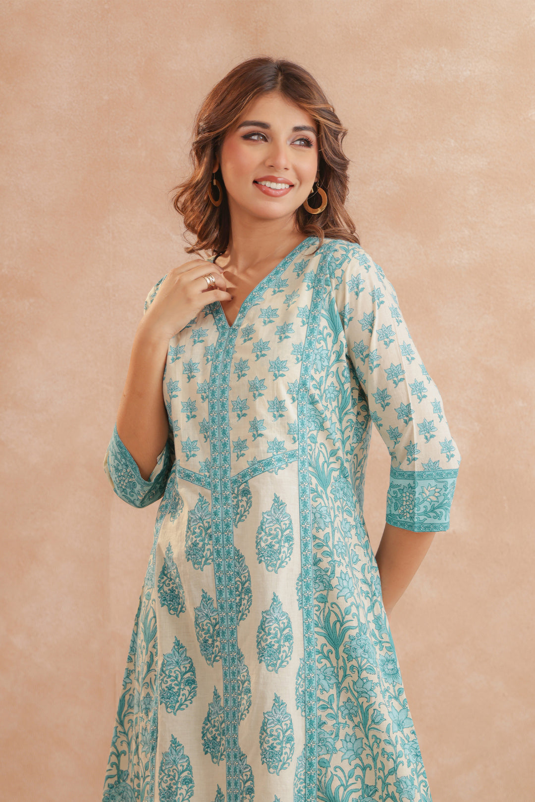 Pastel Turquoise Panel Midi Dress