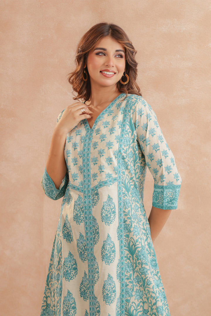 Pastel Turquoise Panel Midi Dress