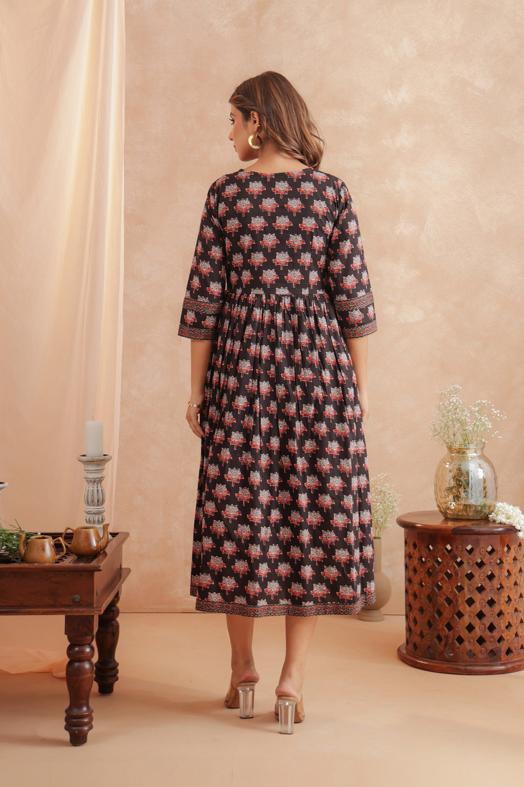 Madder Black Ajrakh Nyra Dress