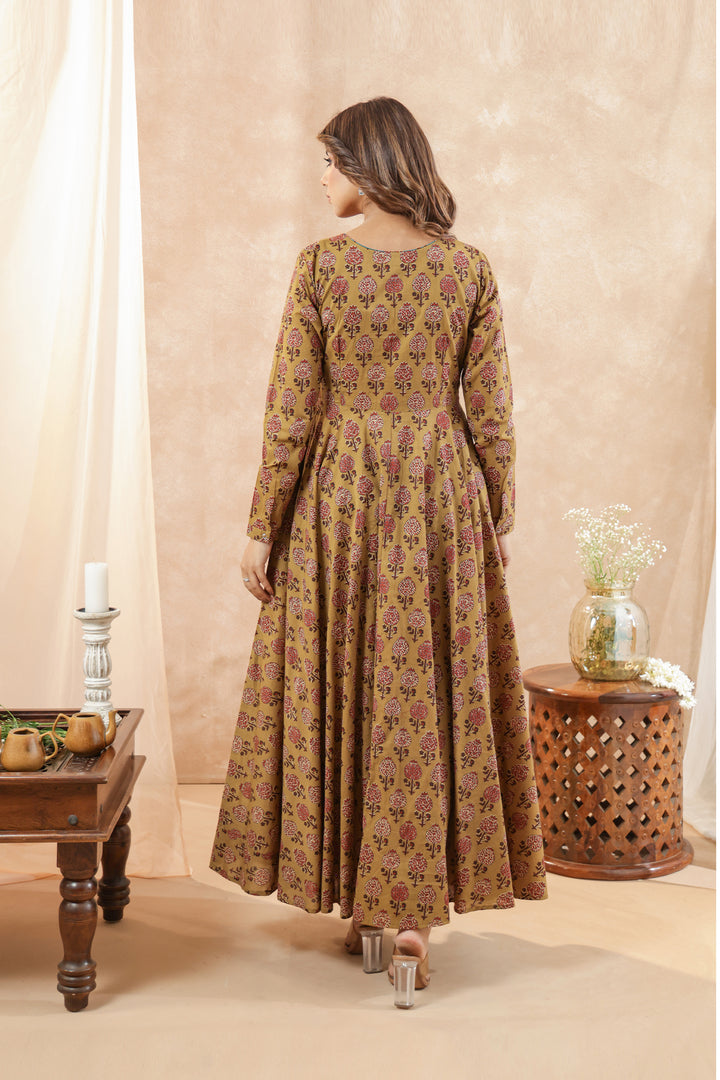 Shilpi Ajrakh Mustard Dress