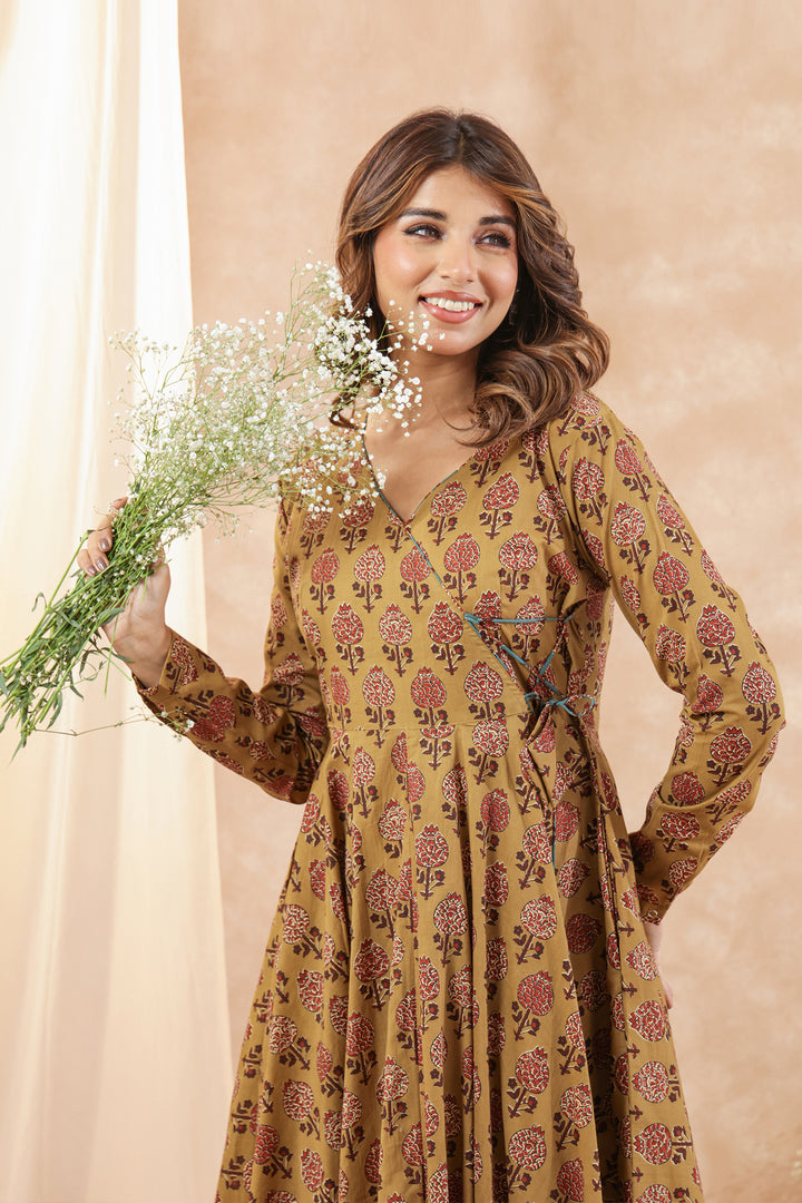 Shilpi Ajrakh Mustard Dress