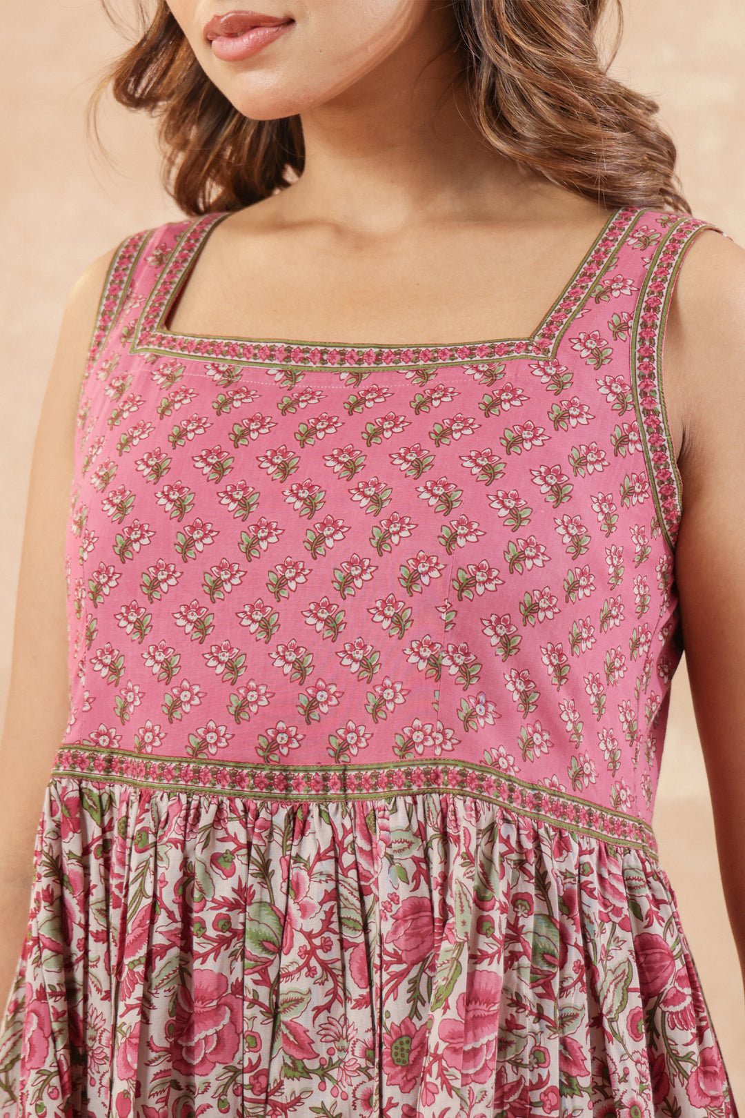 Pink Floral Sleeveless Dress