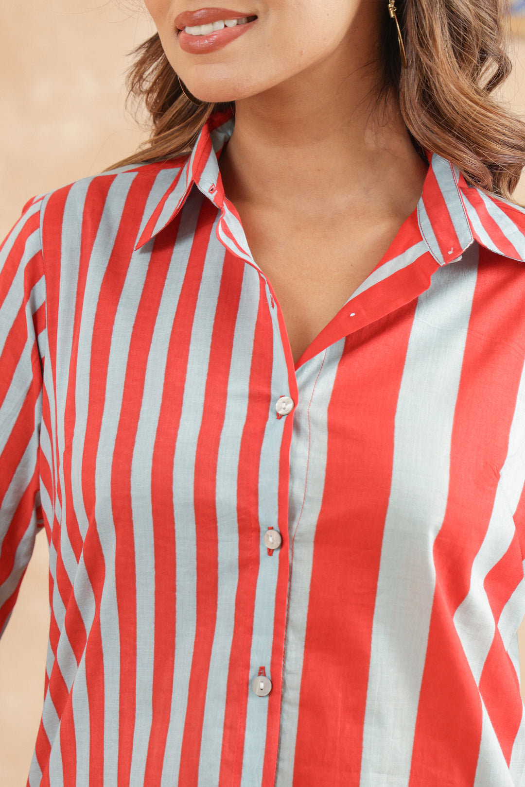 Erica Grey Stripe Women Shirt