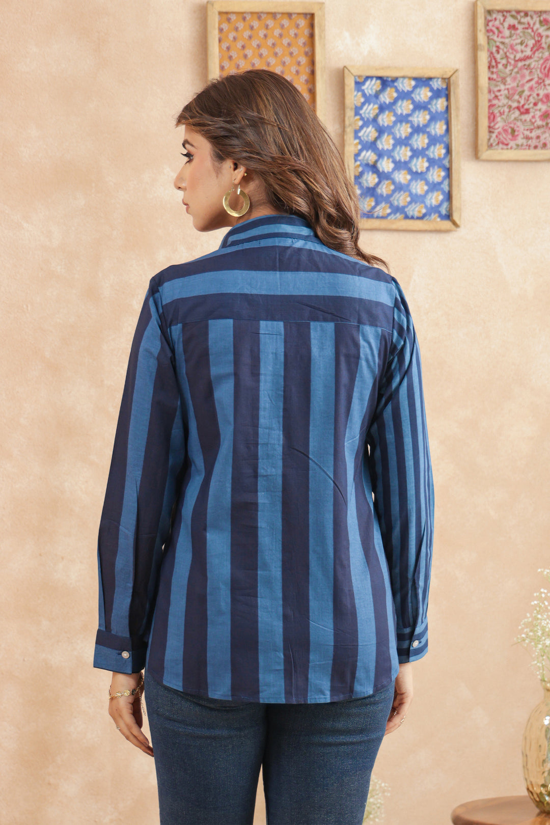 Erica Blue Stripe Women Shirt