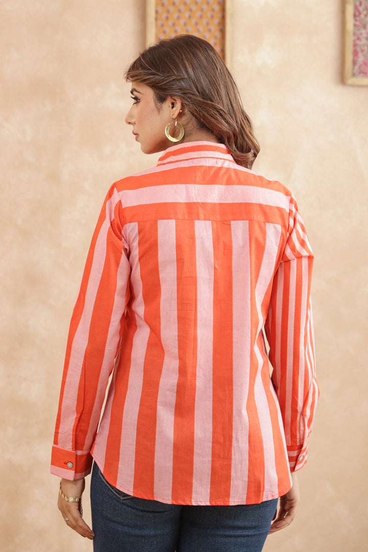 Erica Red Stripe Women Shirt