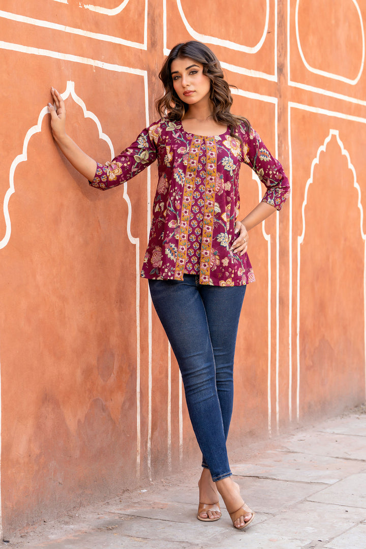 Purple Buti Jacket Short Kurta