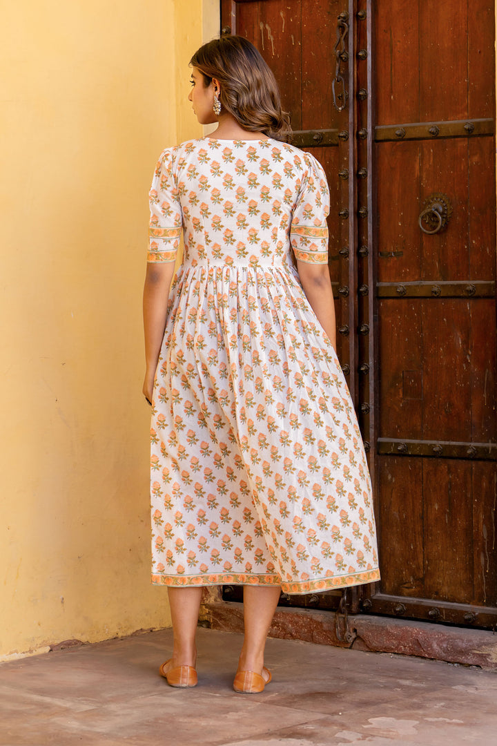 White Orange Buti Nyra Dress