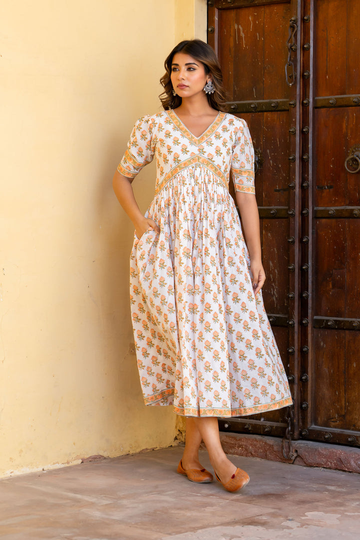 White Orange Buti Nyra Dress