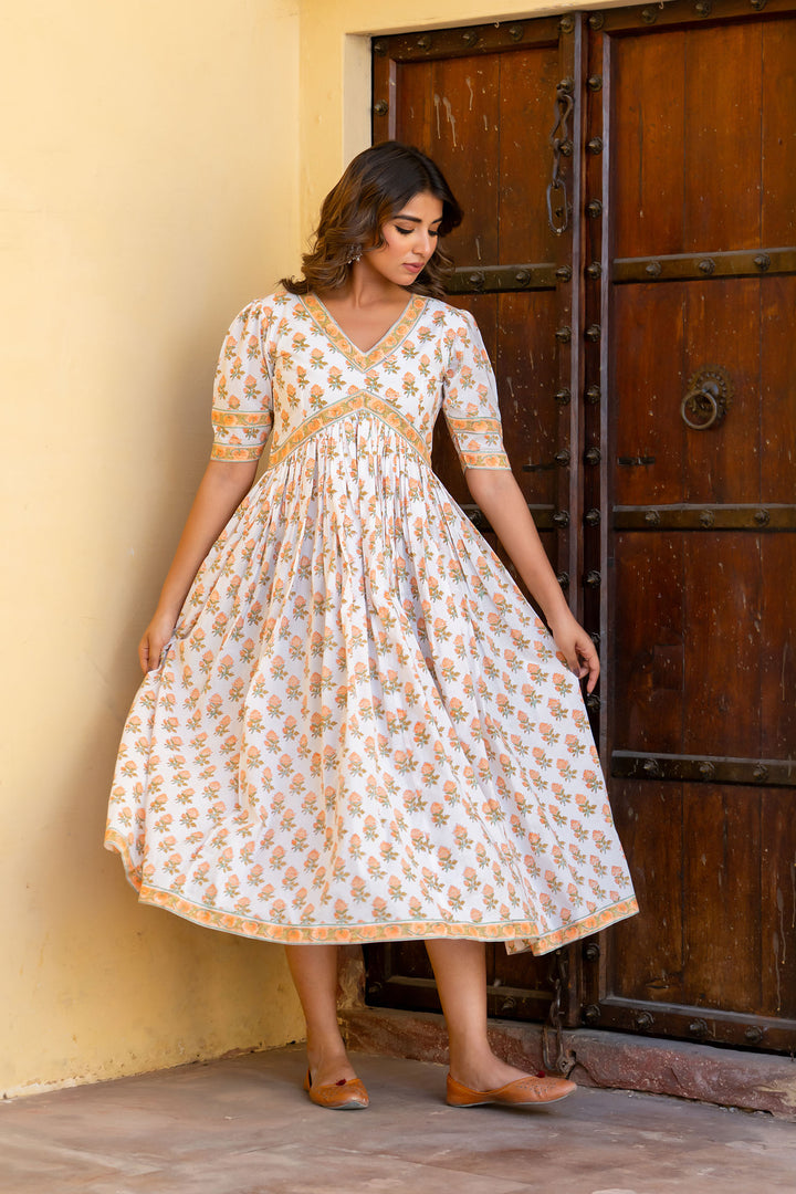 White Orange Buti Nyra Dress