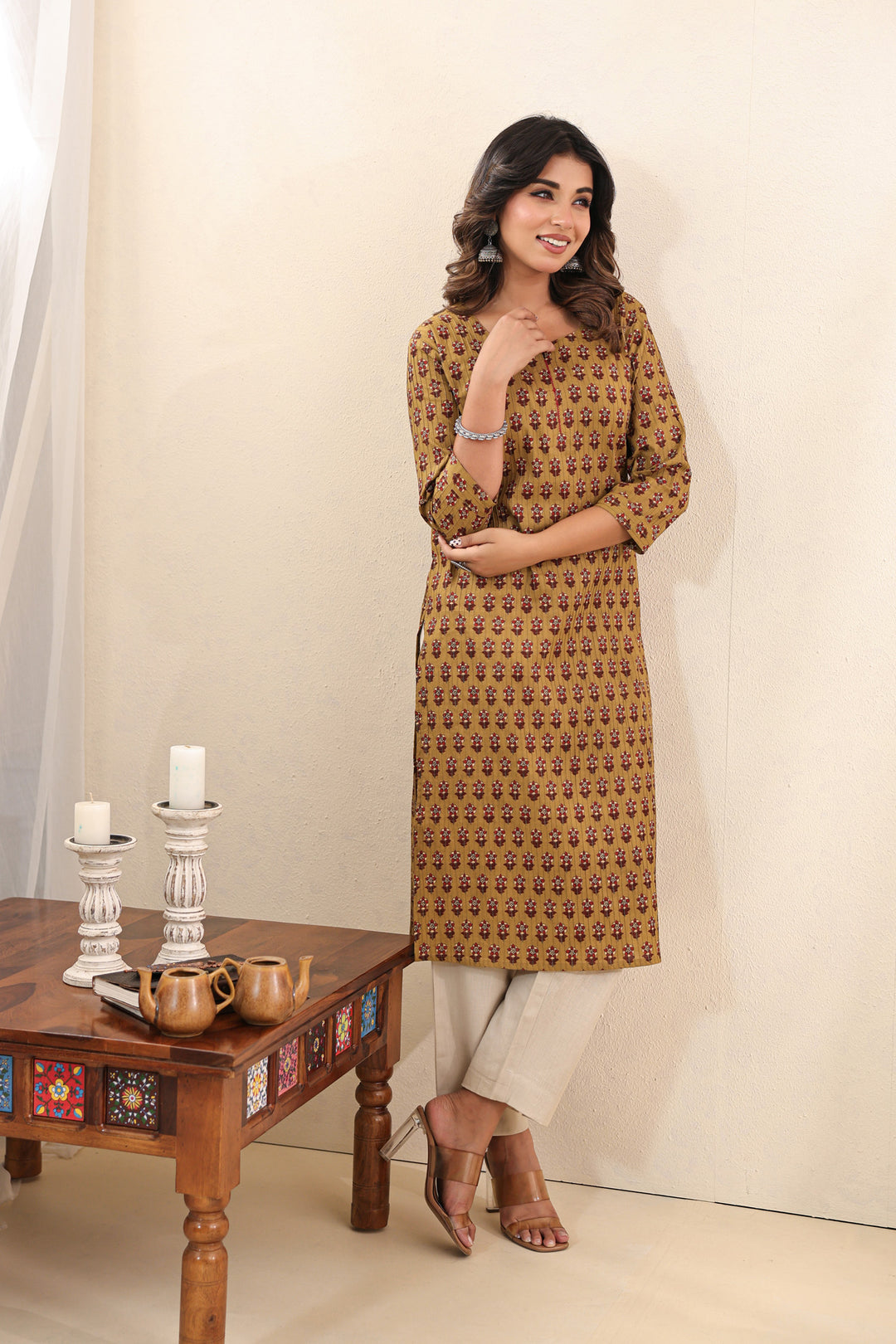 Mustard Buti Kurta