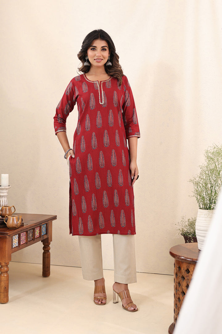 Red Ajrakh Pine Kurta