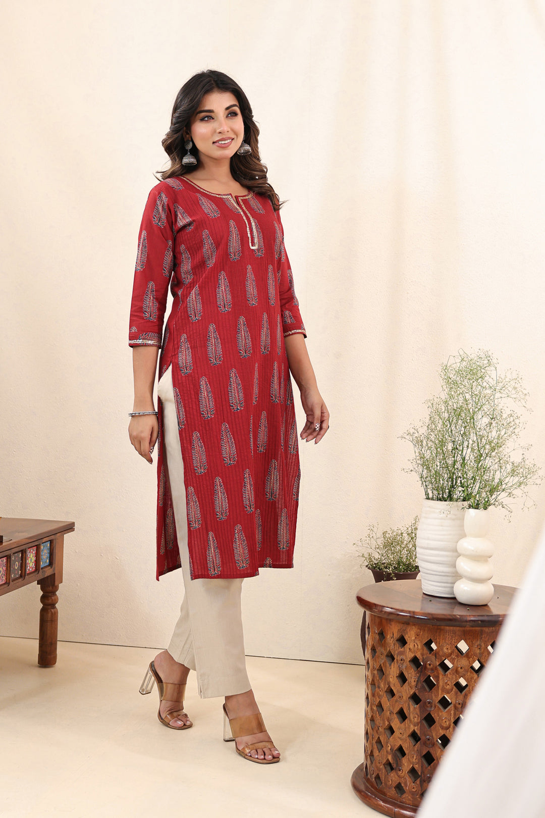 Red Ajrakh Pine Kurta
