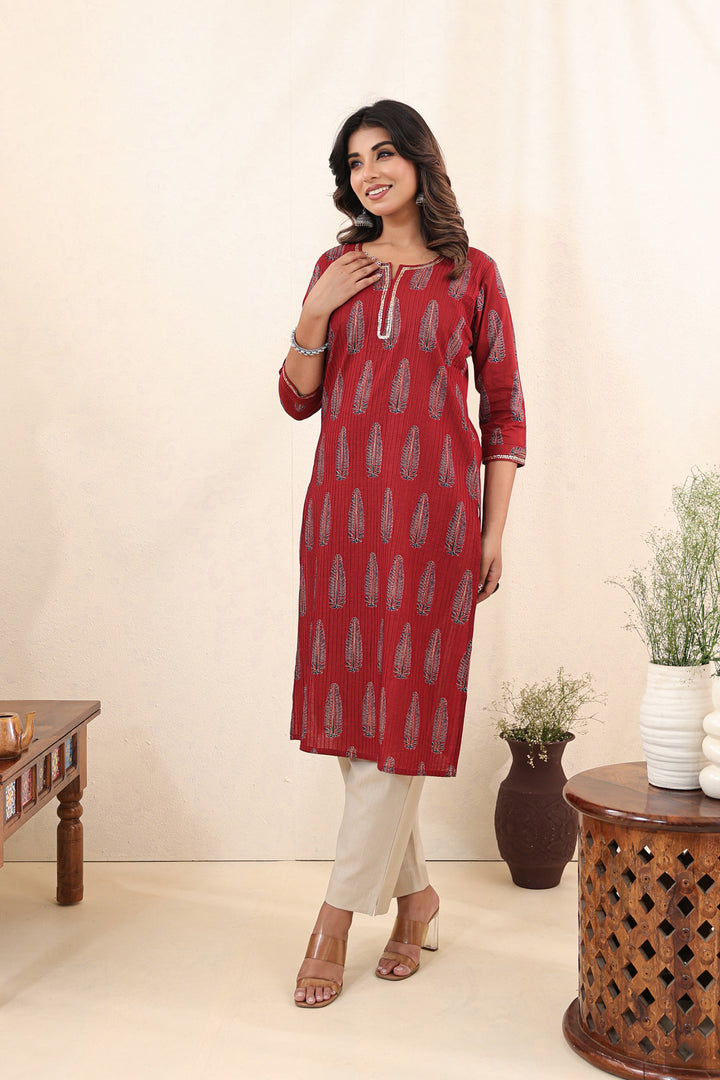 Red Ajrakh Pine Kurta