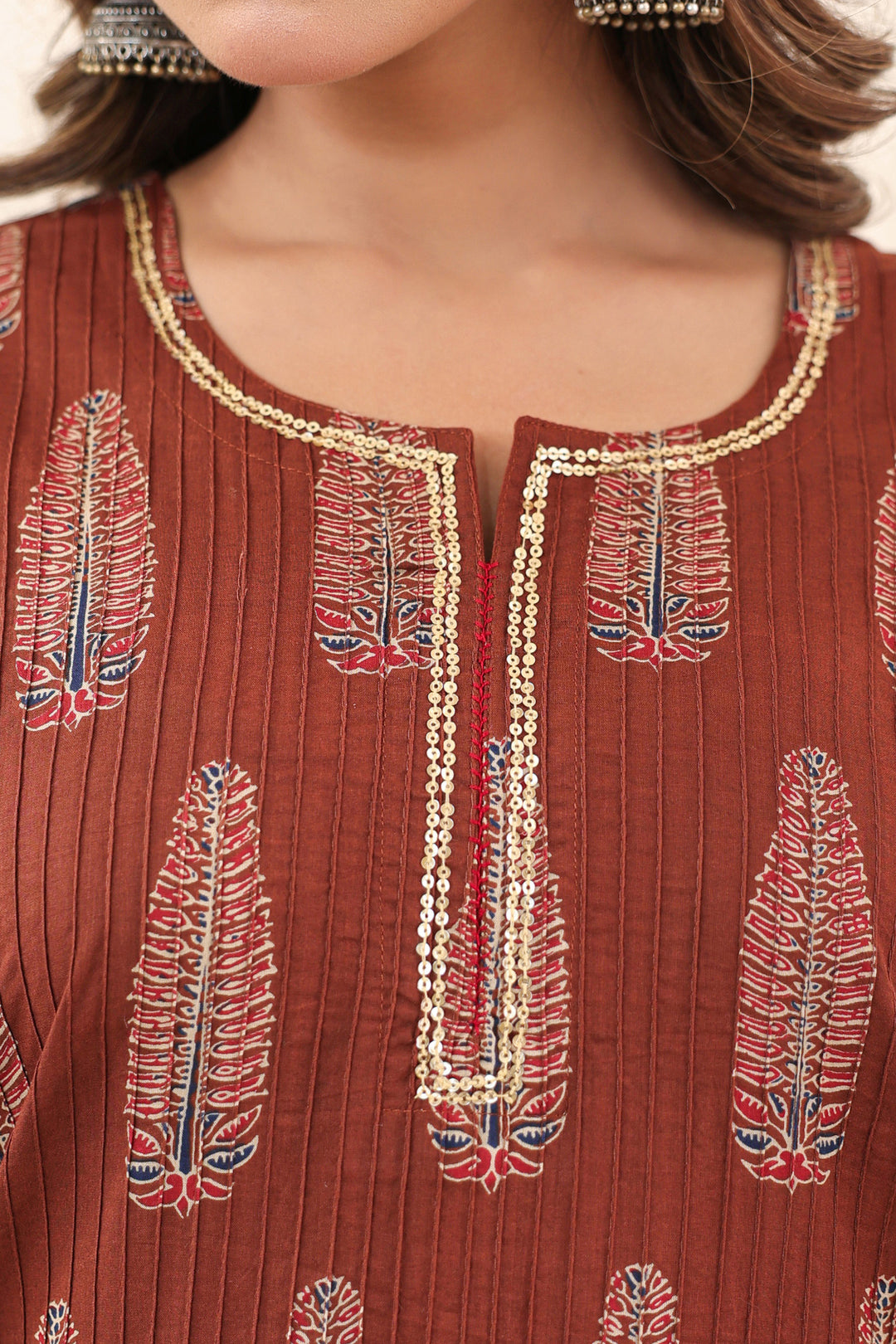 Brown Ajrakh Pine Kurta