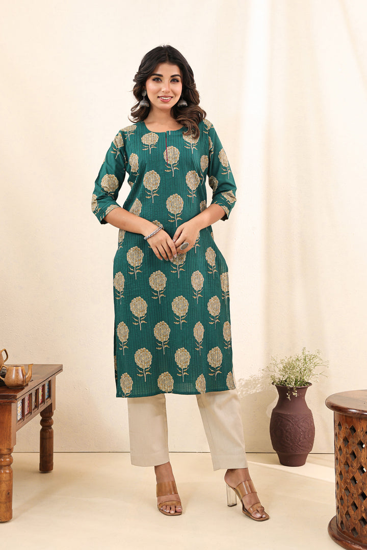 Turquoise Blossom Kurta Set