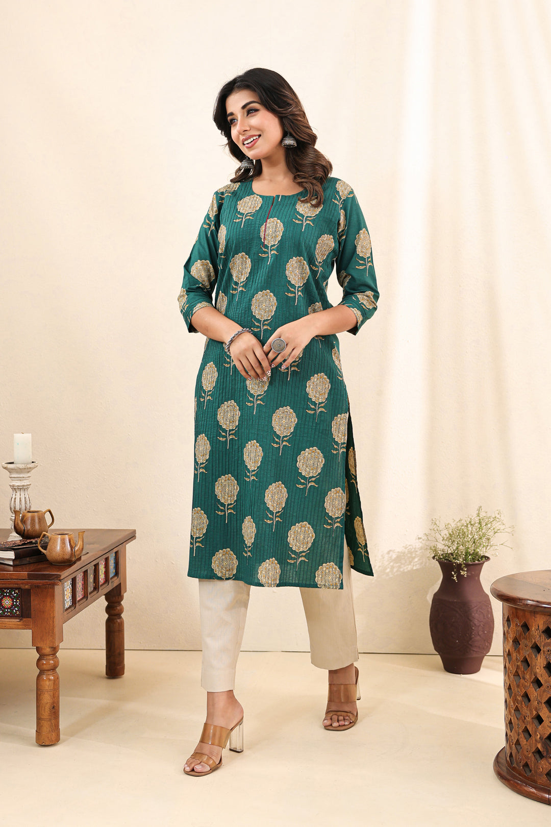 Turquoise Blossom Kurta