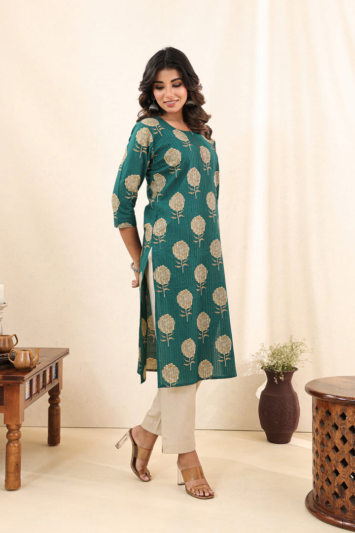 Turquoise Blossom Kurta