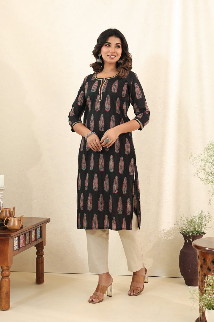 Black Ajrakh Pine Kurta Set
