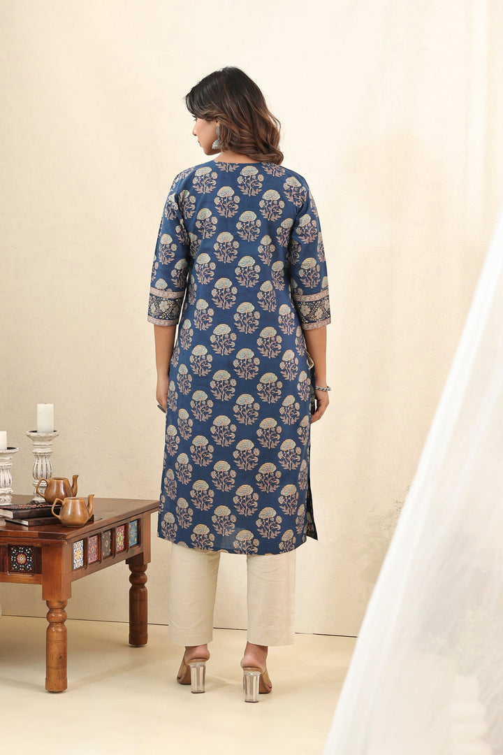 Royal Blue Mughal Buta Kurta Set