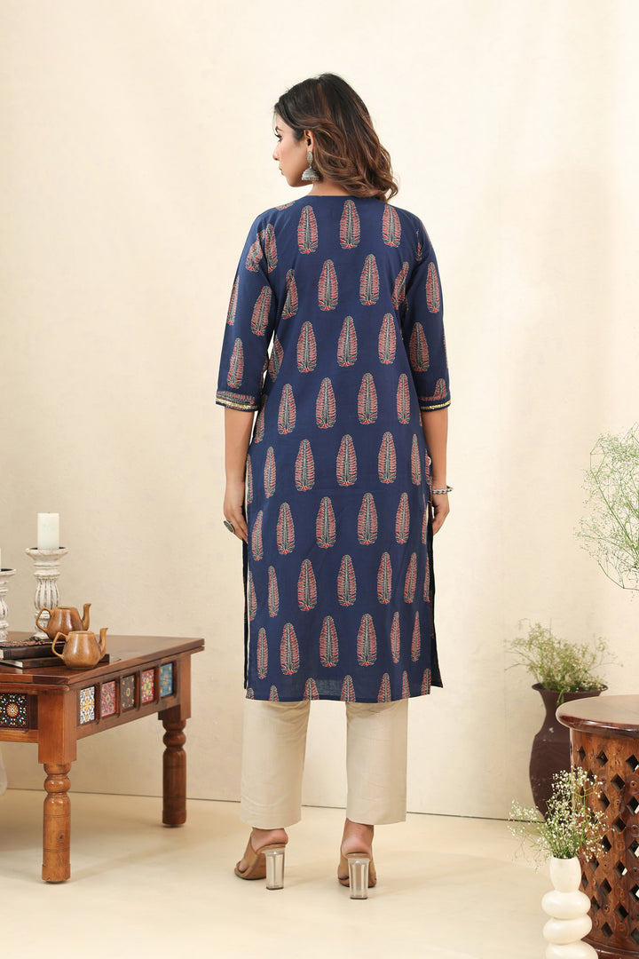 Blue Ajrakh Pine Kurta