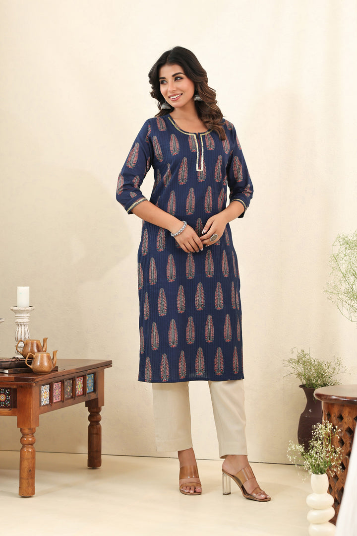 Blue Ajrakh Pine Kurta