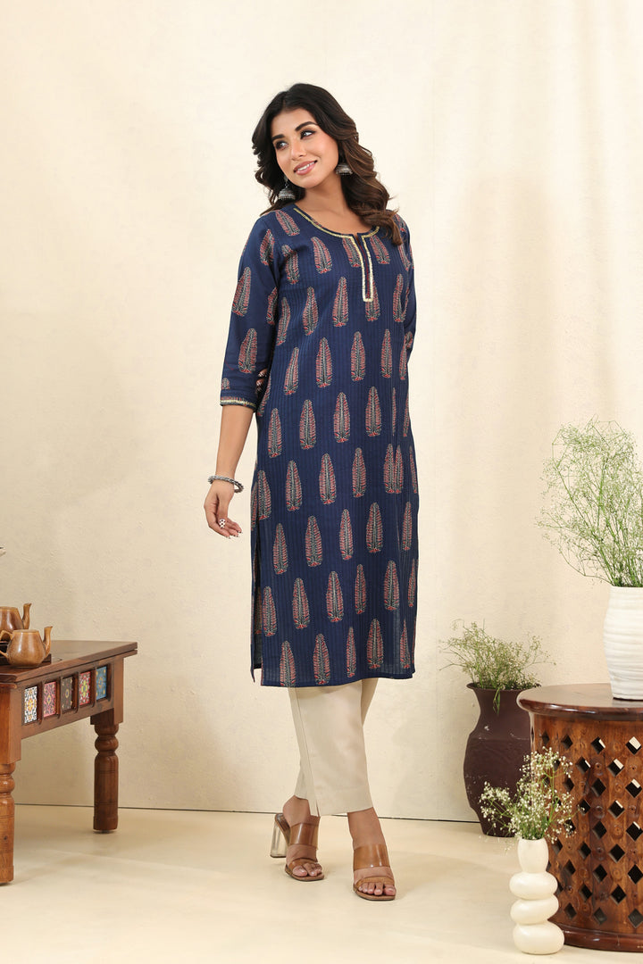 Blue Ajrakh Pine Kurta