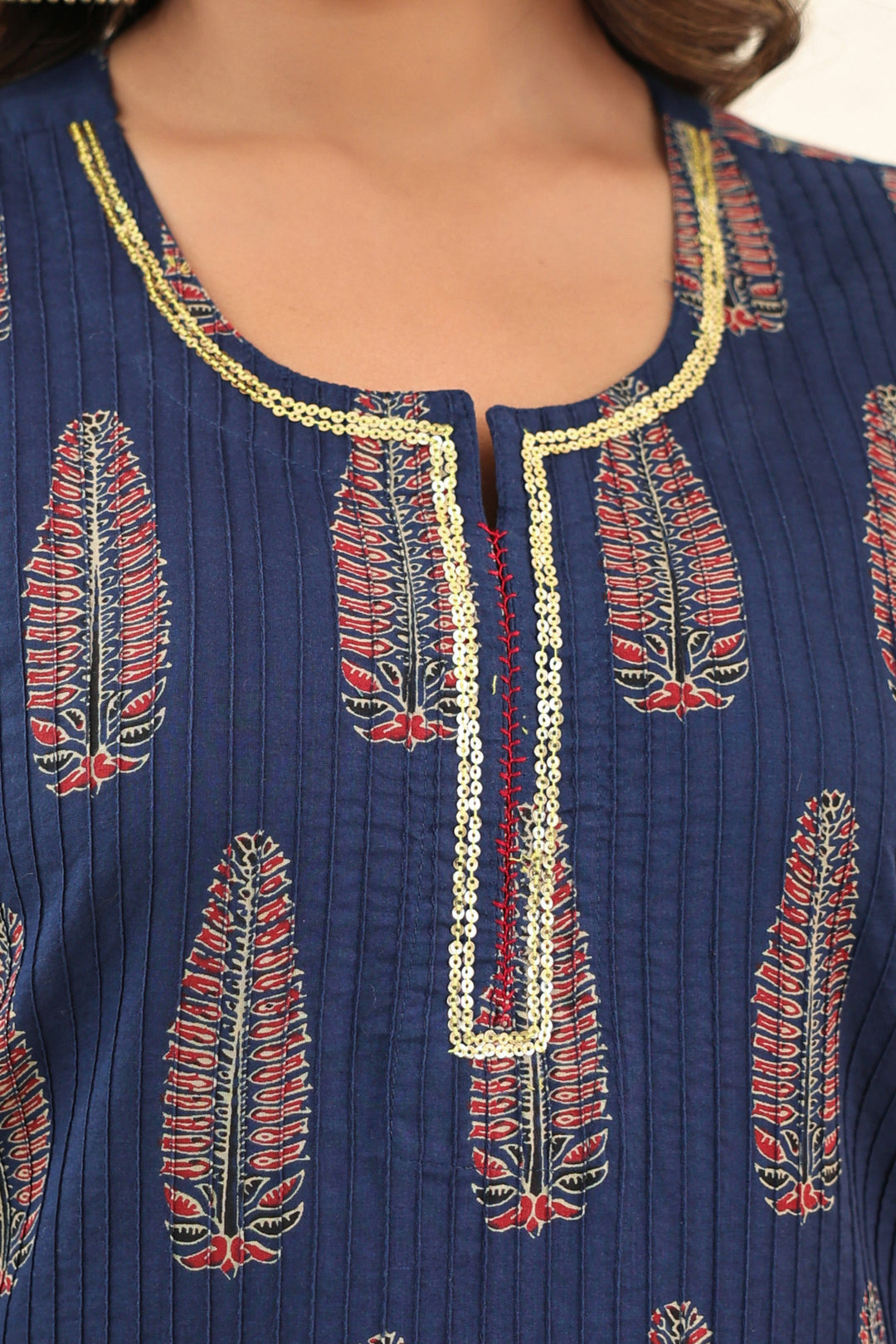 Blue Ajrakh Pine Kurta