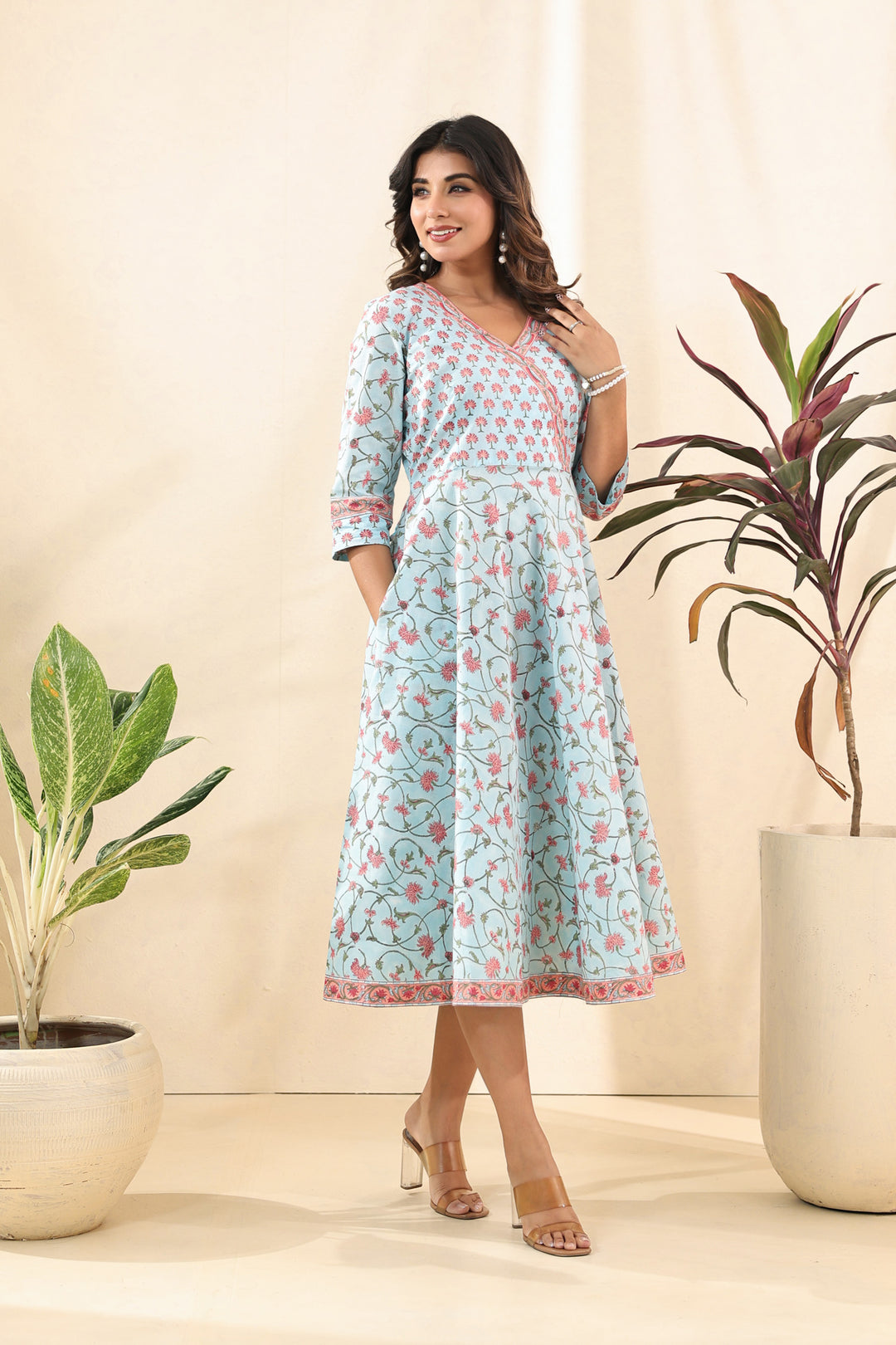 Blue Peach Midi Dress