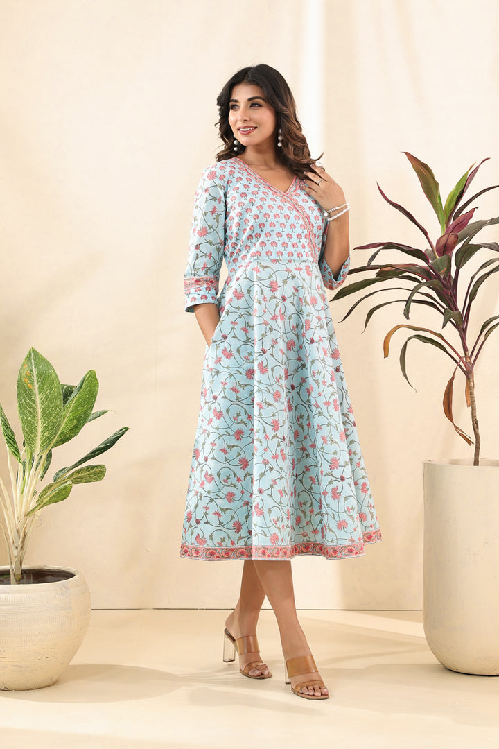 Blue Peach Midi Dress