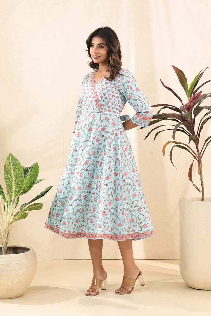 Blue Peach Midi Dress