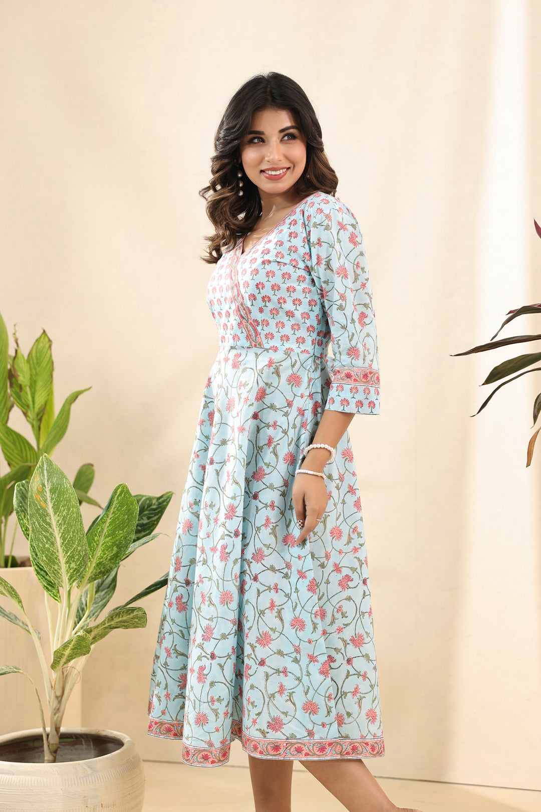 Blue Peach Midi Dress
