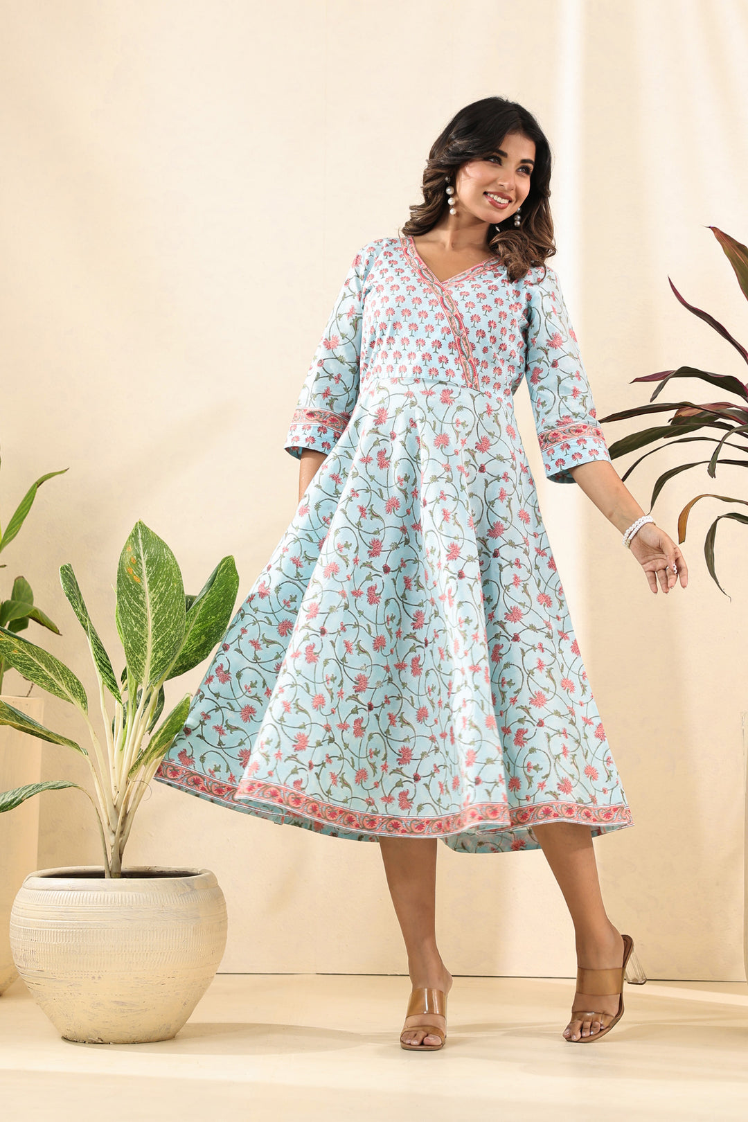 Blue Peach Midi Dress