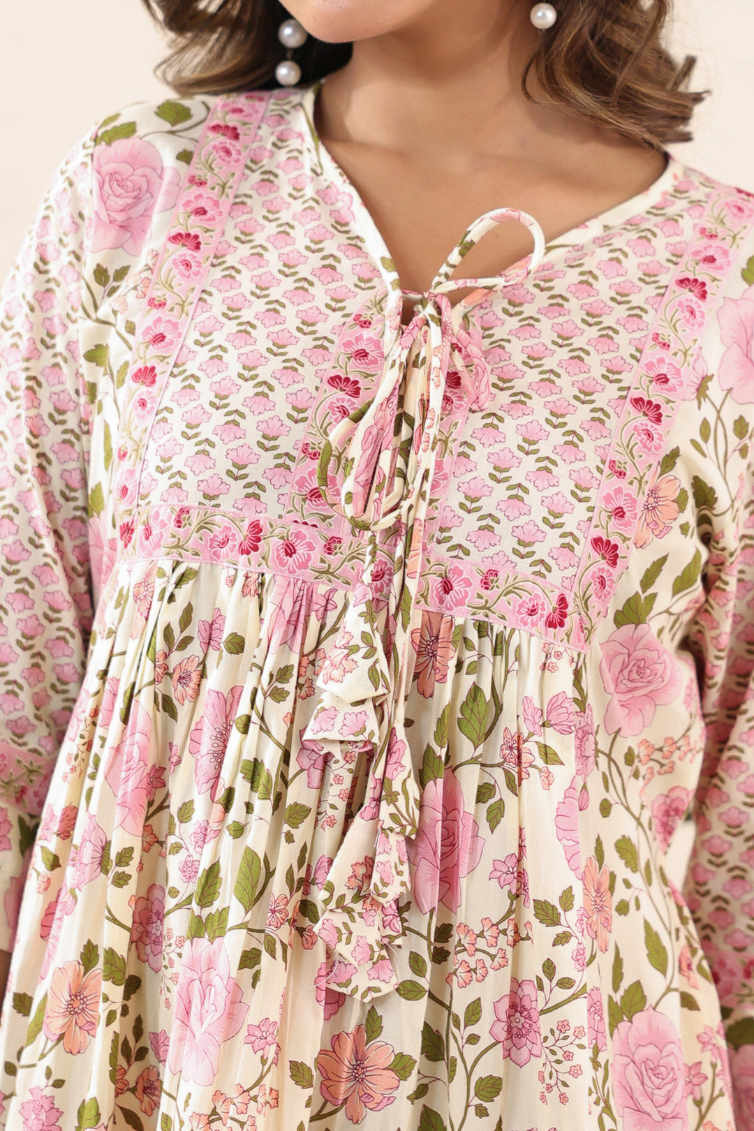 Pink Floral Midi Dress