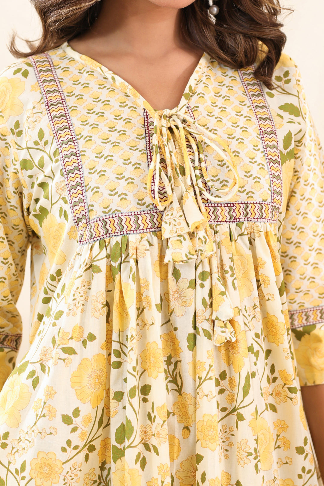 Yellow Floral Midi Dress