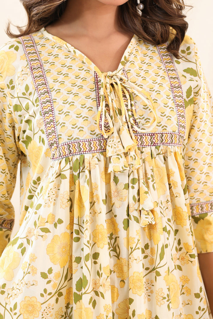 Yellow Floral Midi Dress
