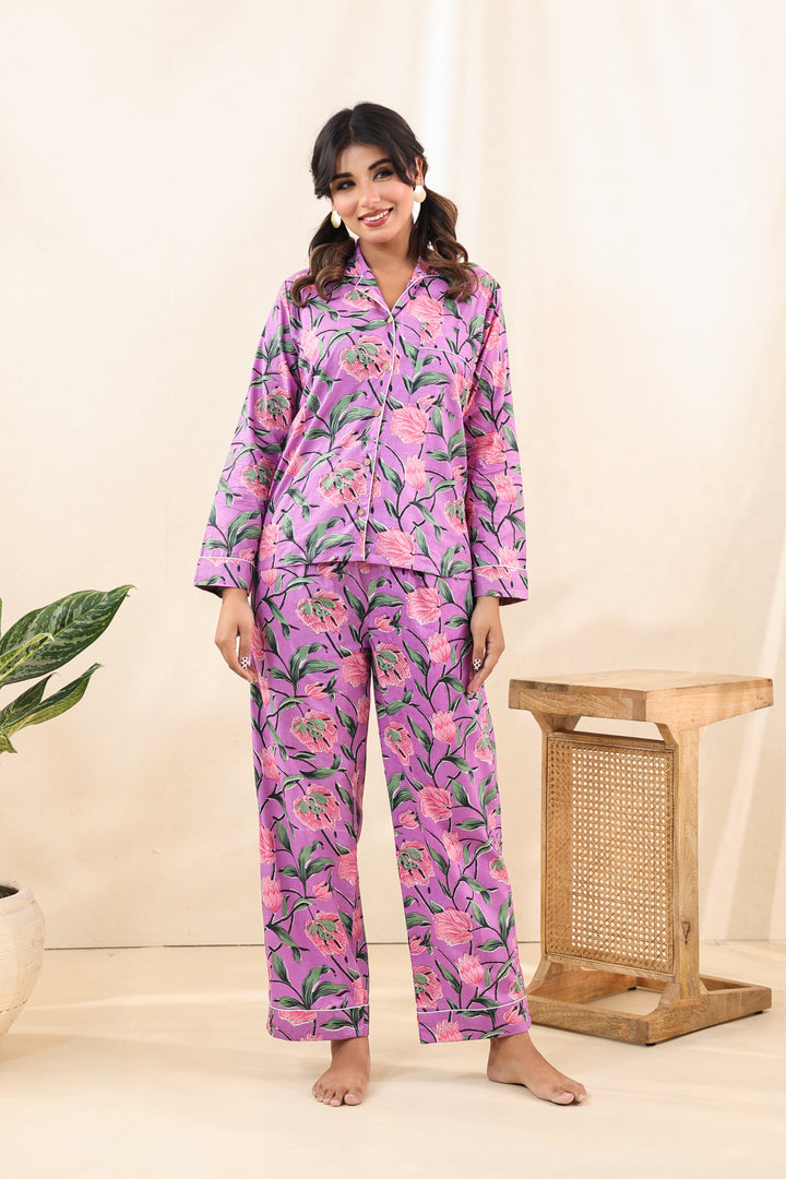 Purple Floral PJ Set