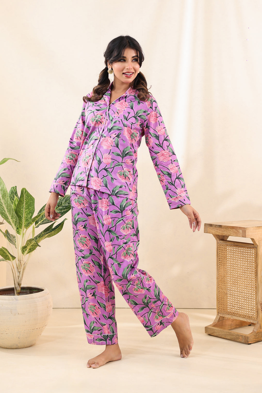 Purple Floral PJ Set
