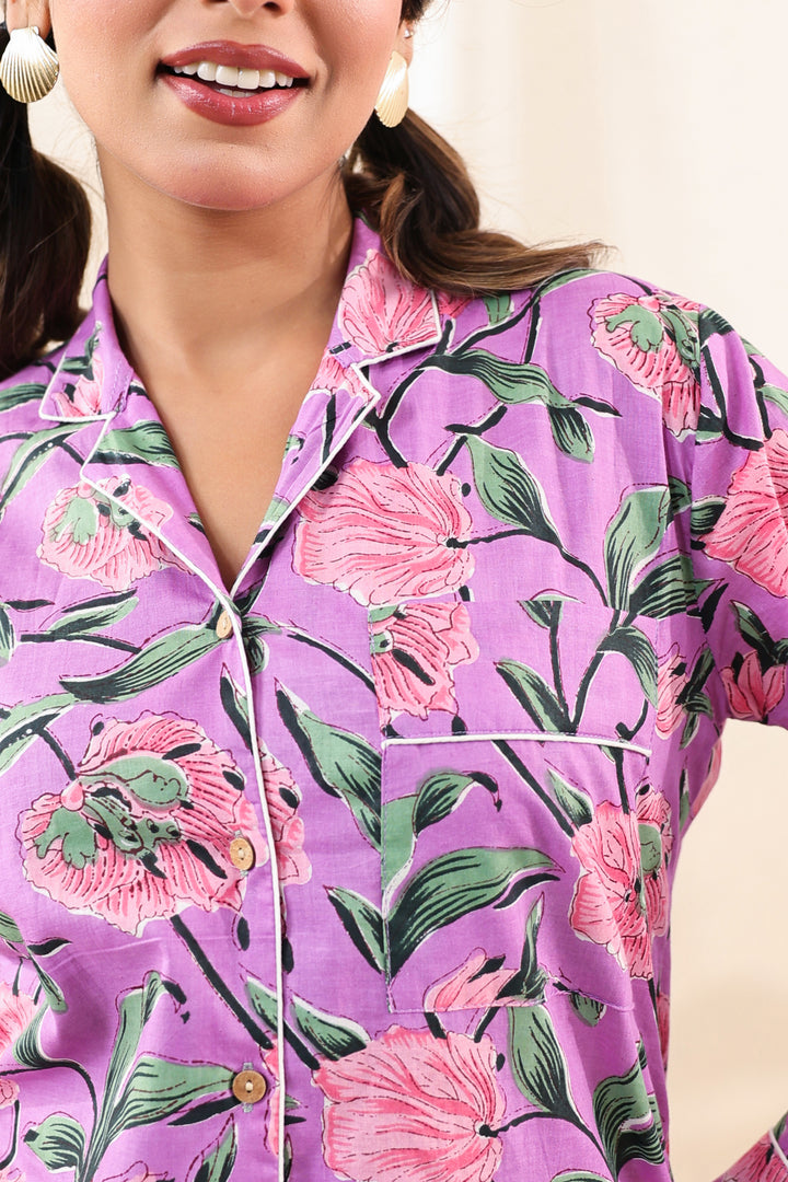 Purple Floral PJ Set