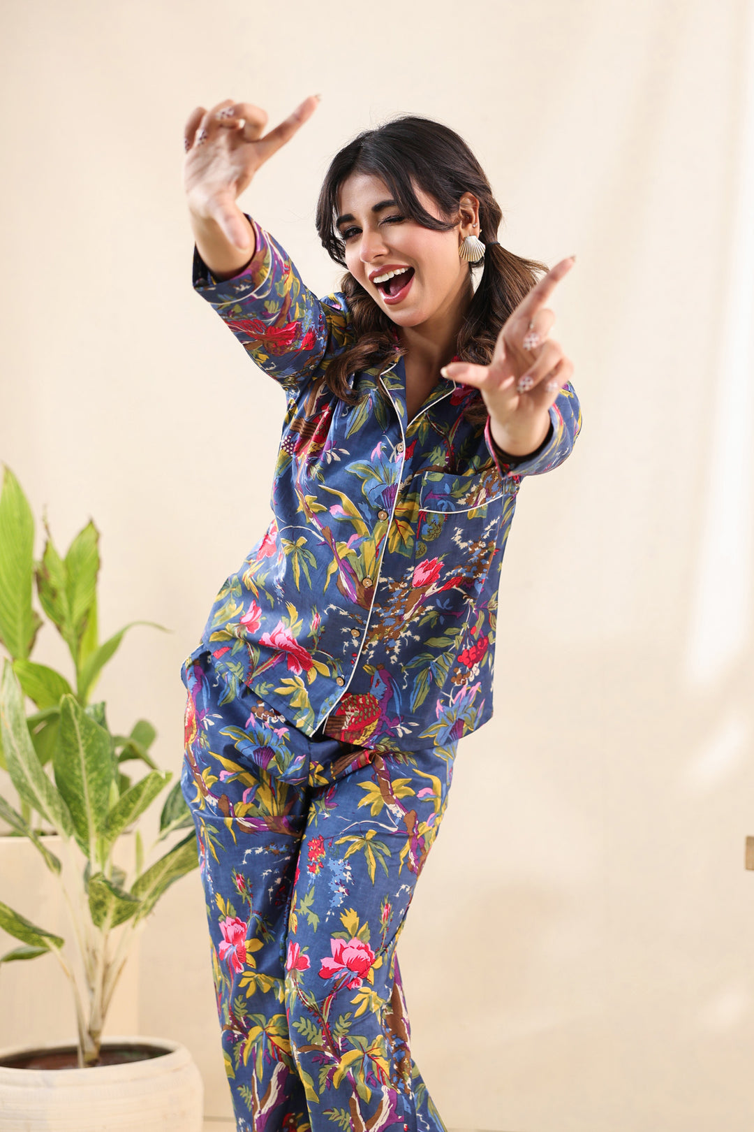 Blue Floral PJ Set