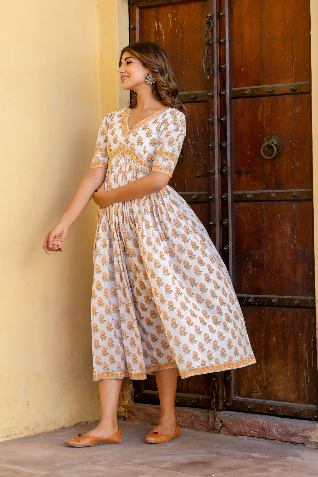 White Orange Buti Nyra Dress