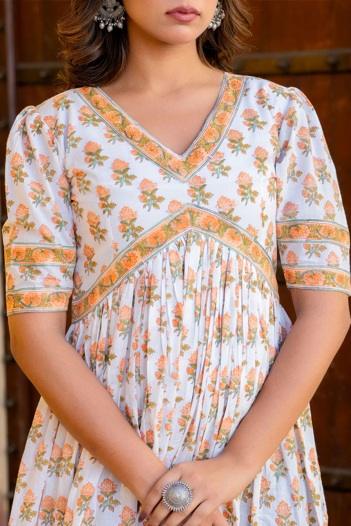 White Orange Buti Nyra Dress