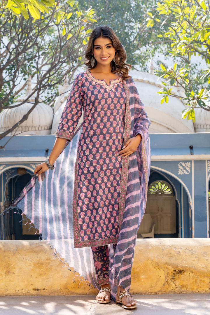 Santorini Pink Buti Kurta Set