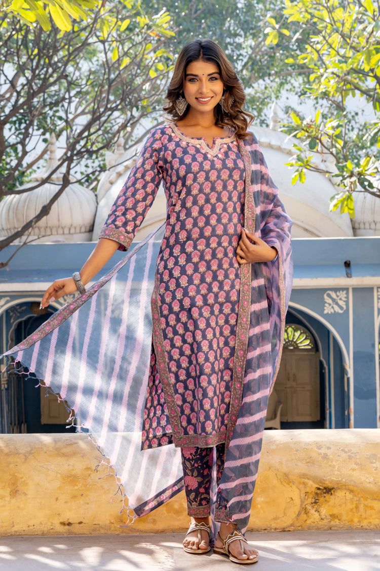 Santorini Pink Buti Kurta Set