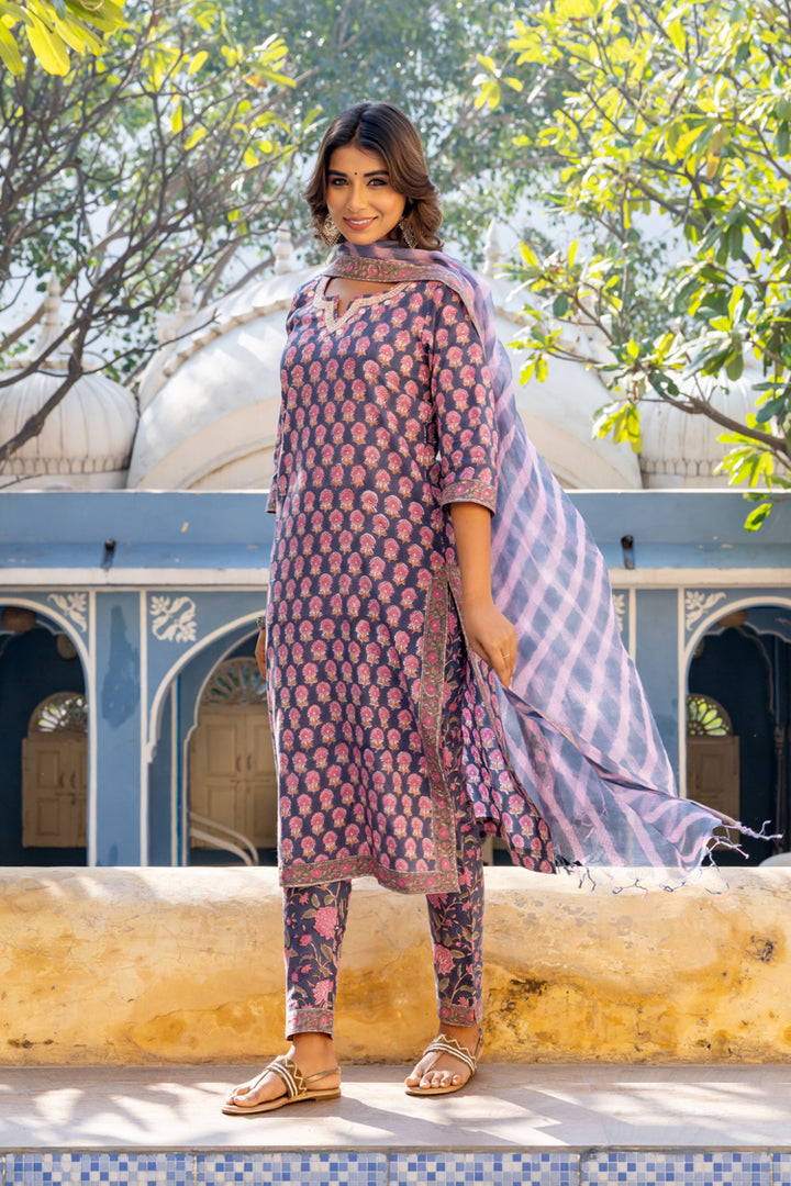 Santorini Pink Buti Kurta Set