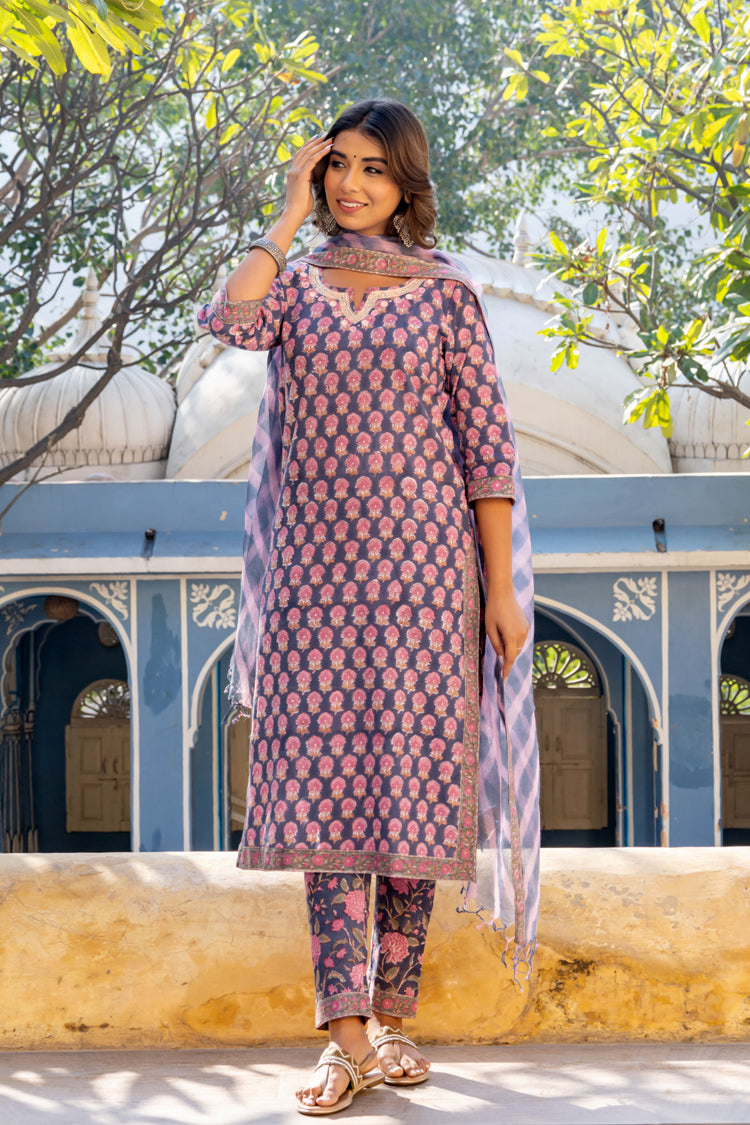 Santorini Pink Buti Kurta Set