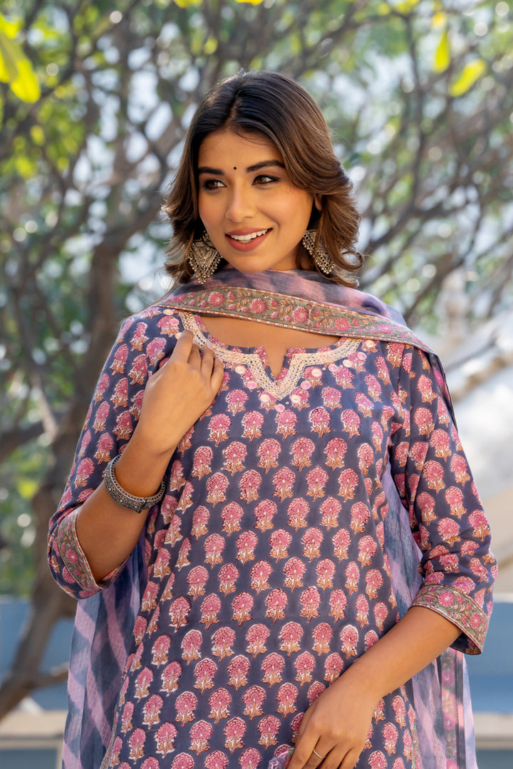 Santorini Pink Buti Kurta Set