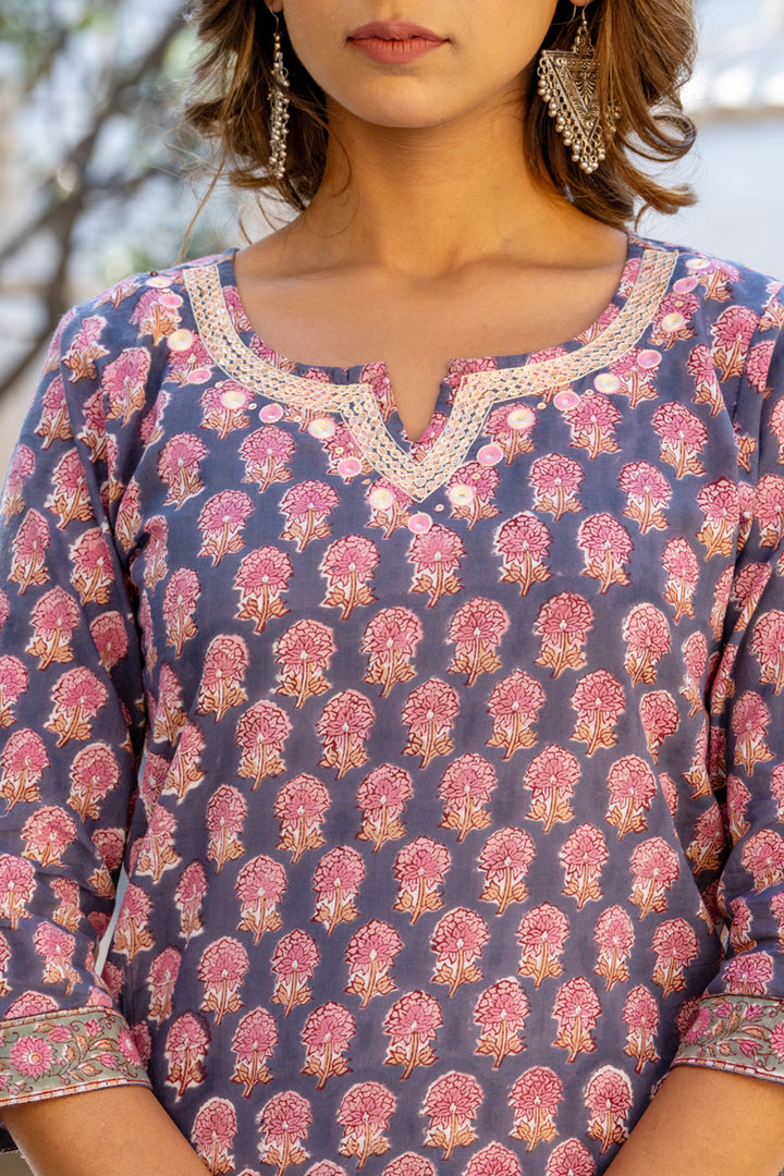 Santorini Pink Buti Kurta Set