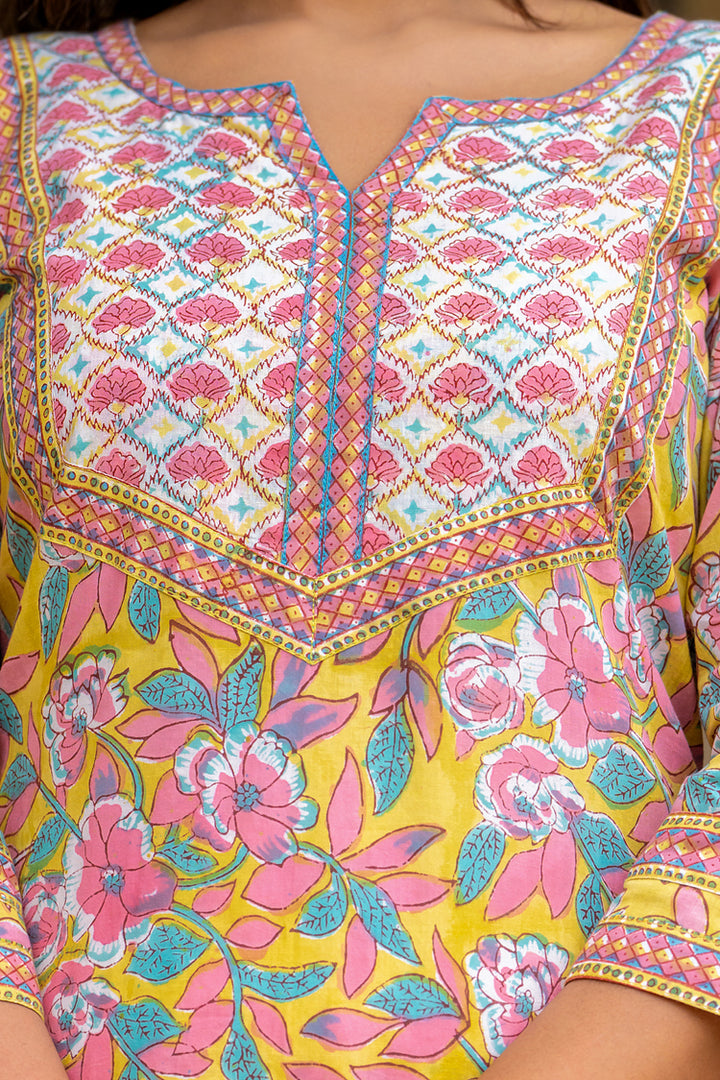 Yellow White Persian Kurta Set