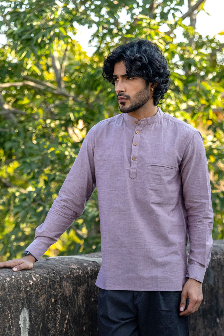 Pastel Purple Cotton Short Kurta