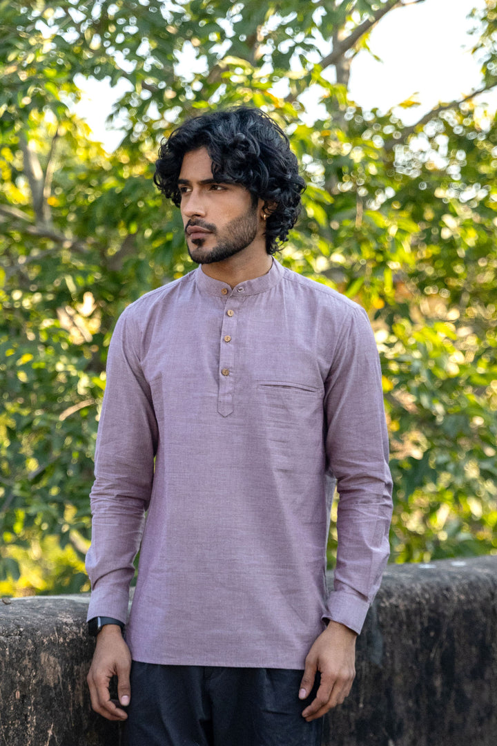 Pastel Purple Cotton Short Kurta